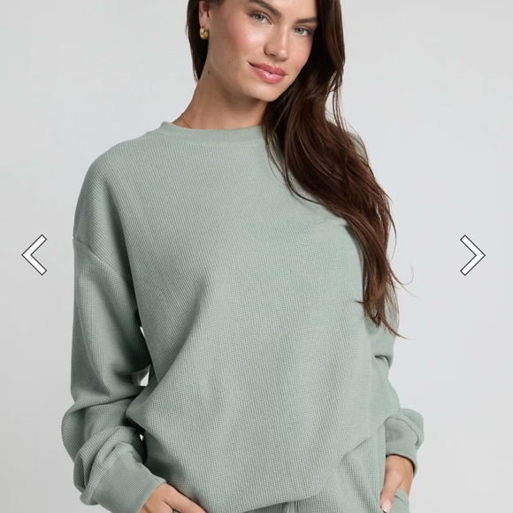 Comfrt Sweaters - Viral Comfrt Waffle Lounge Long Sleeve in Sage 3X